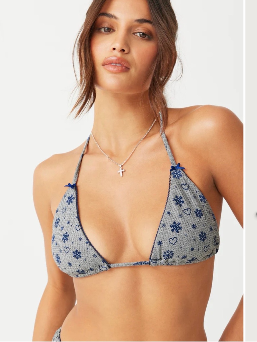New Frankie’s Bikinis Tia Waffle Triangle Bikini Top Large